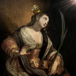 Saint Catherine of Alexandria by Charles David after Jacques Blanchard, ca. 1630 (Color Small)