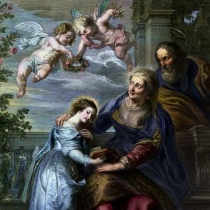 The Education of Young Mary by Schelte Adams à Bolswert after Peter Paul Rubens, ca. Early 17th Century (Color Image Small)